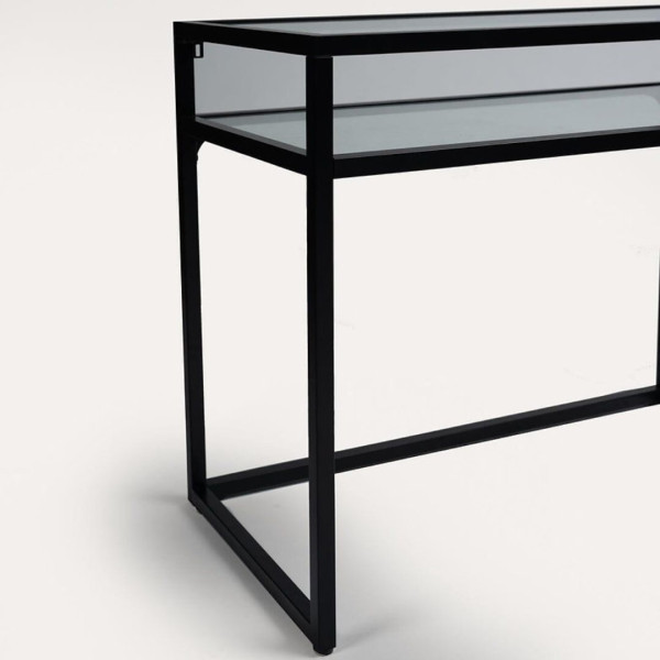 Console Table Leother Glass Top
