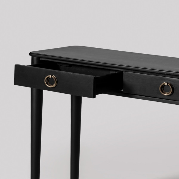 Console Table Black with Brass Accents