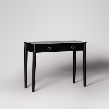 Console Table Black with Brass Accents