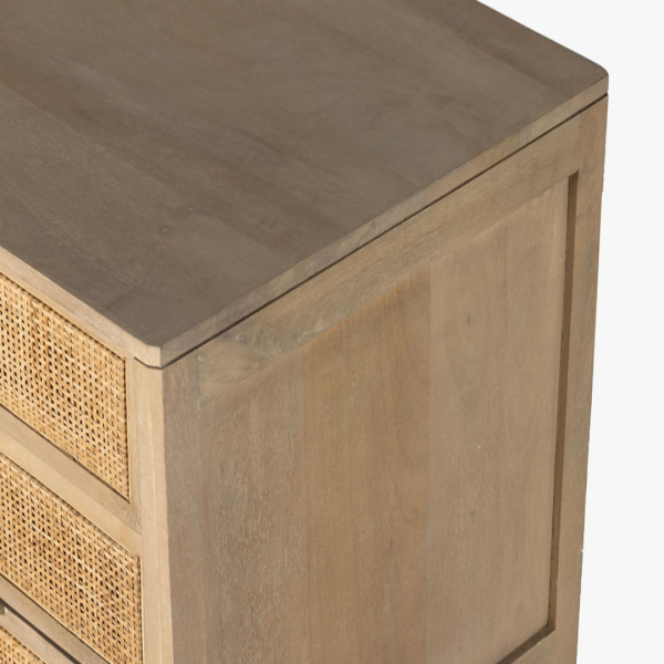 Chest of Drawer Boho Rattan – 3-Drawer Cane Front Dresser