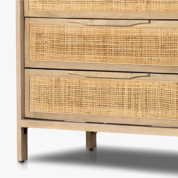 Chest of Drawer Boho Rattan – 3-Drawer Cane Front Dresser