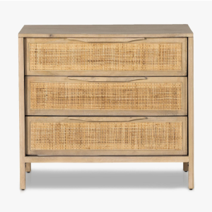 Chest of Drawer Boho Rattan – 3-Drawer Cane Front Dresser