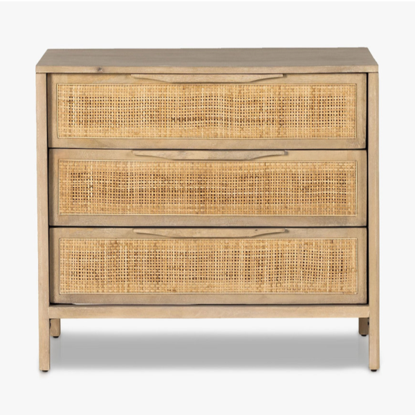 Chest of Drawer Boho Rattan – 3-Drawer Cane Front Dresser