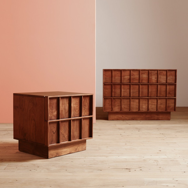 Chest of Drawer Wooden Geometric 3-Dresser