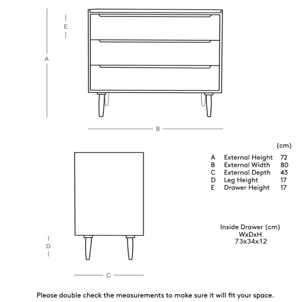Chest of Drawer Modern Navy Blue 3-Dresser – Mid-Century Storage Solution