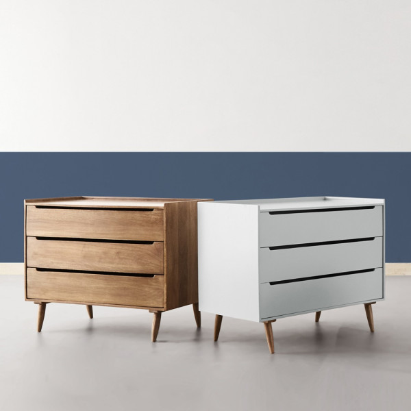 Chest of Drawer Modern Navy Blue 3-Dresser – Mid-Century Storage Solution