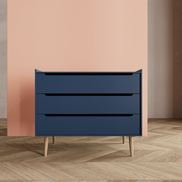 Chest of Drawer Modern Navy Blue 3-Dresser – Mid-Century Storage Solution