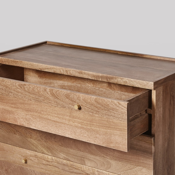 Chest of Drawer Wooden 3-Dresser with Gold Metal Accents