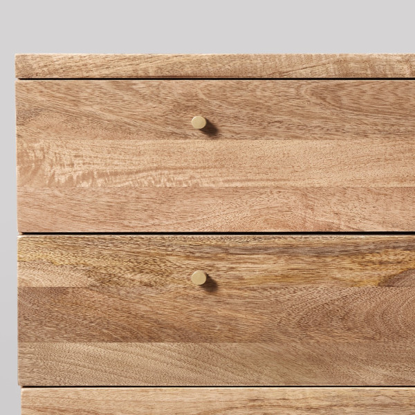Chest of Drawer Wooden 3-Dresser with Gold Metal Accents