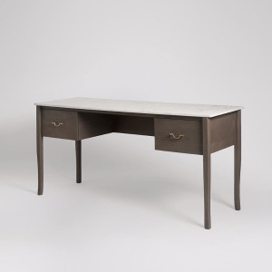 Writing Desk Marble Top & Dark Wood