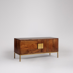 T.V. Units Swoon Banner Light Brown Mango Wood & Brass