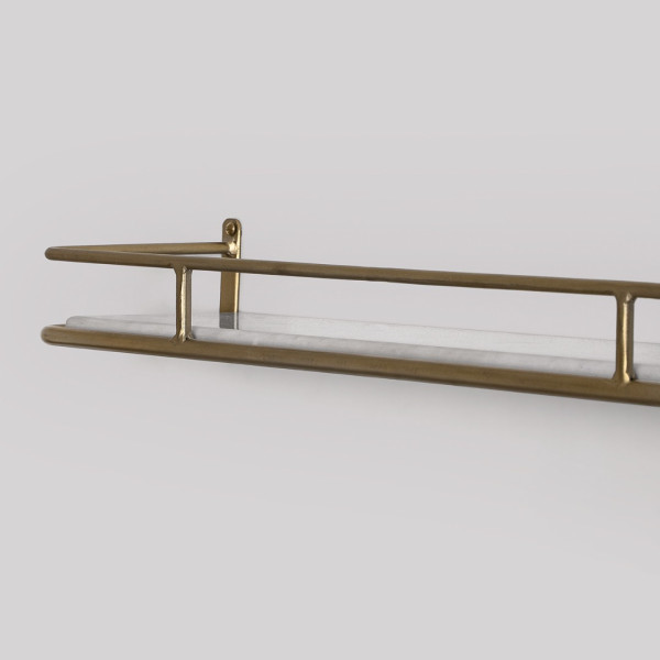 Wall-Mounted Brass and Marble Shelf – Stylish Storage Solution
