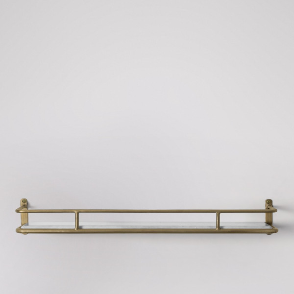 Wall-Mounted Brass and Marble Shelf – Stylish Storage Solution