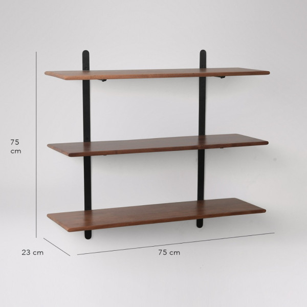 Wall-Mounted Wooden Shelf – 3-Tier Storage Rack