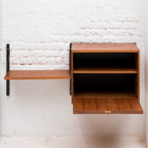 Wall-Mounted Wooden Storage Cabinet with Fold-Down Door & Shelf