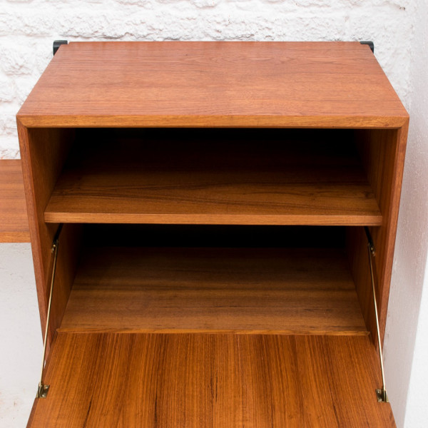 Wall-Mounted Wooden Storage Cabinet with Fold-Down Door & Shelf