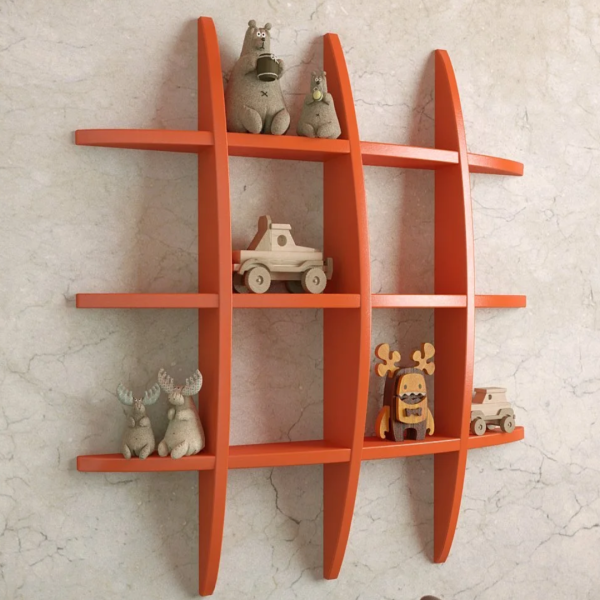 Wall Shelf Orange Grid - Unique Decorative Storage Rack for Home & Office