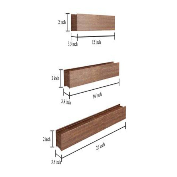 Wall Shelves Wooden Floating  Set of 3 – Wall-Mounted Display Ledges