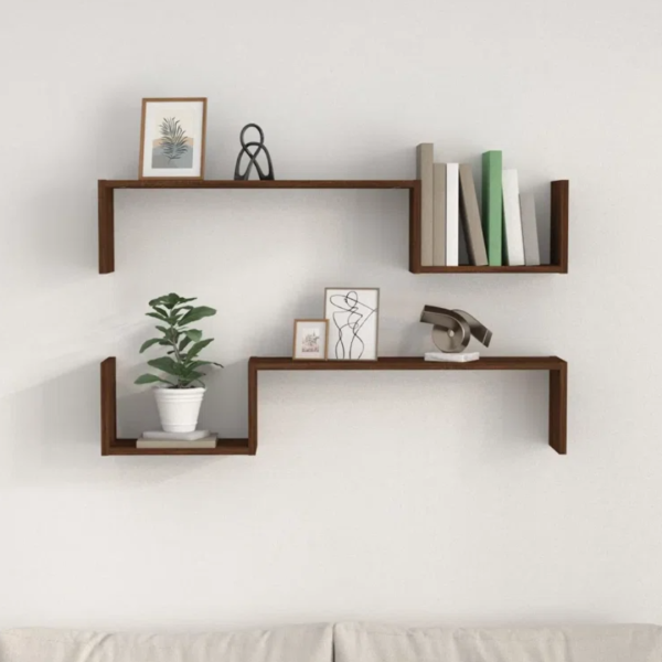 Wall Shelves Modern Zigzag Floating – Stylish Wooden Wall-Mounted Storage