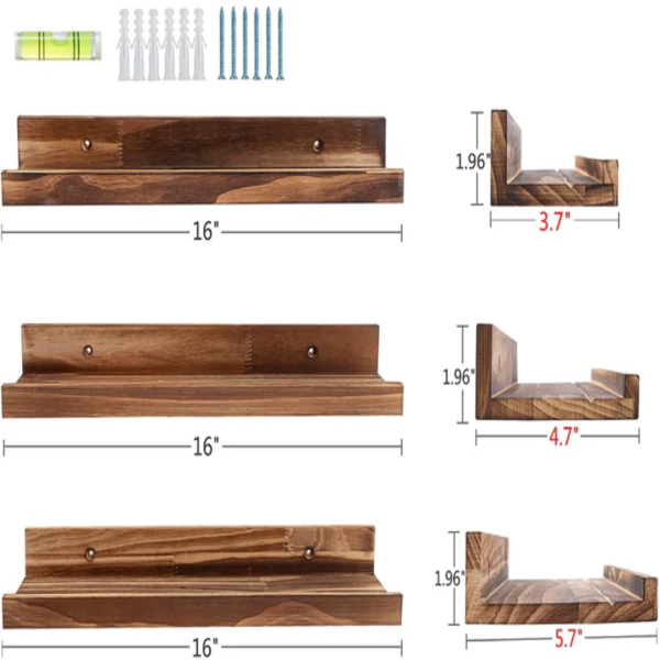 Wall Shelves Rustic Wooden - Set of 3