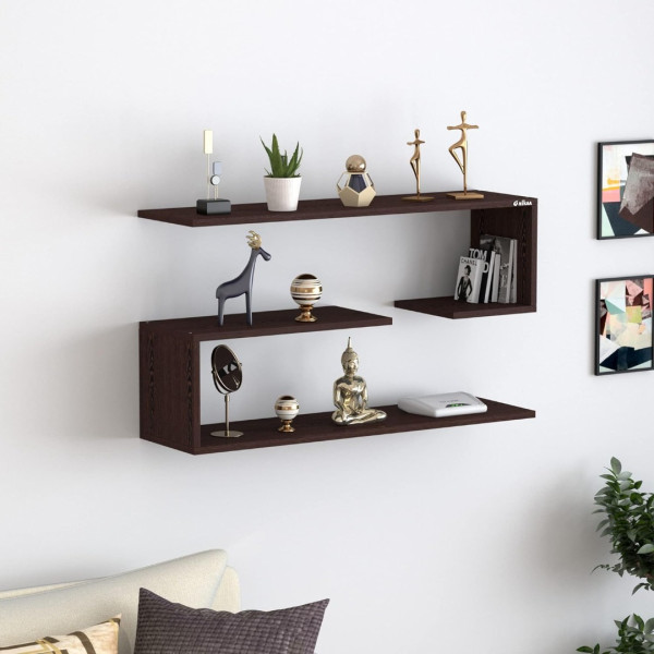 Wall Shelf  Engineered Wood - Modern Zig-Zag Design