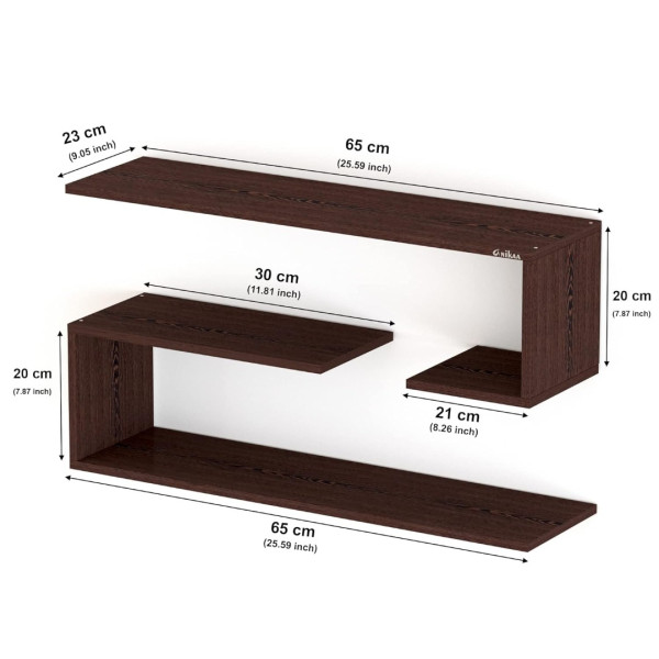 Wall Shelf  Engineered Wood - Modern Zig-Zag Design