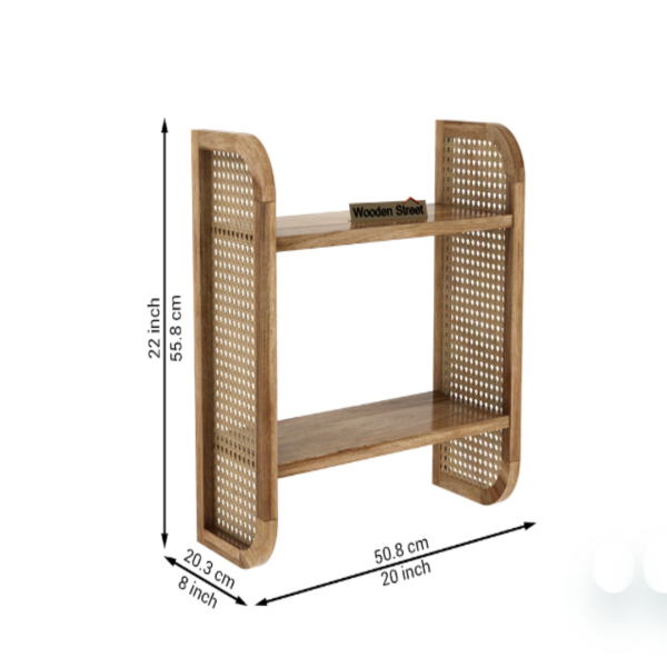 Wall Shelf Mango Wood and Cane - Boho Chic Display