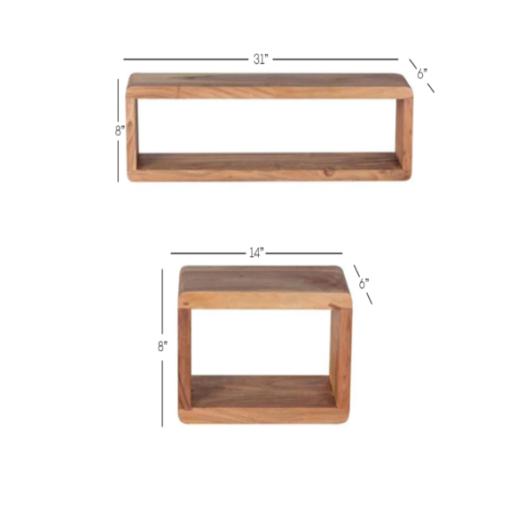 Wall Shelves Natural Wood Display - Set of 3