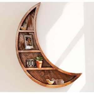 Wall Shelf Wooden Street Crescent Moon - Celestial Display