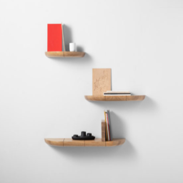Wall Shelves Modern Rounded Wooden - Set of 3