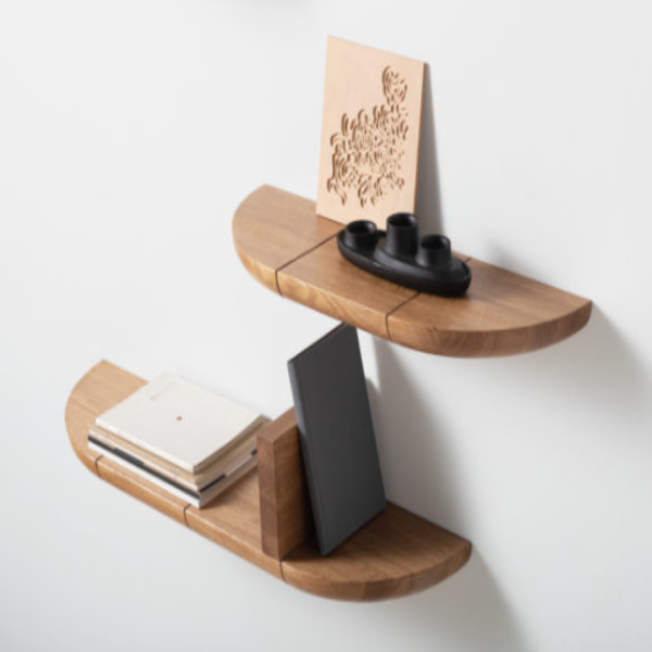 Wall Shelves Modern Rounded Wooden - Set of 3