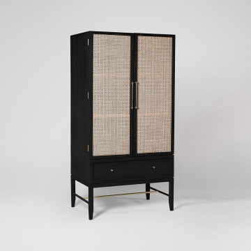 Wardrobes Raphia Mid-Century Modern Accent Cabinet with Rattan Doors