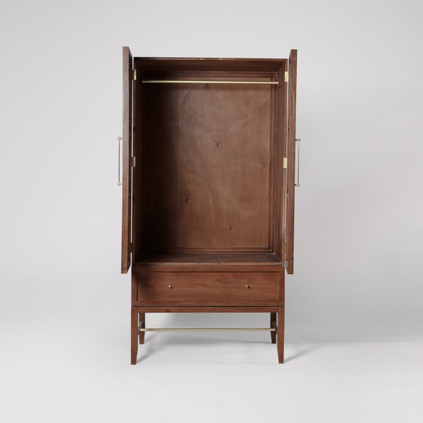 Wardrobe Handcrafted Wooden with Rattan Cane Doors