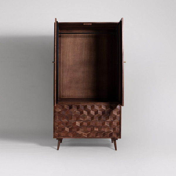 Wardrobe Luxury Wooden with 3D Geometric Drawers