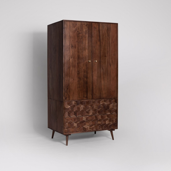 Wardrobe Luxury Wooden with 3D Geometric Drawers