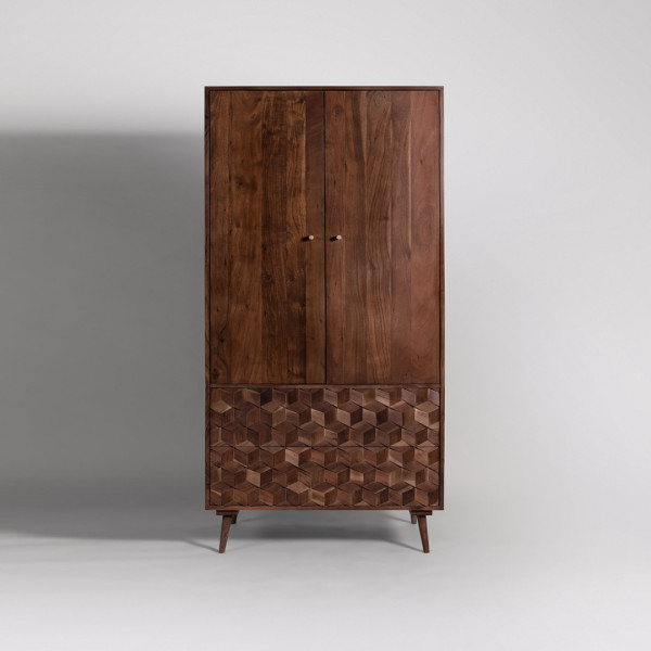 Wardrobe Luxury Wooden with 3D Geometric Drawers