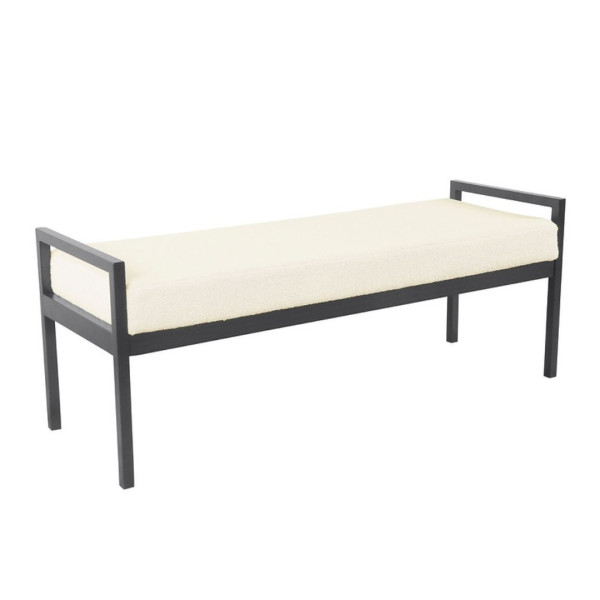 Bench Modern Upholstered – Black Metal Frame with Cushioned Seat