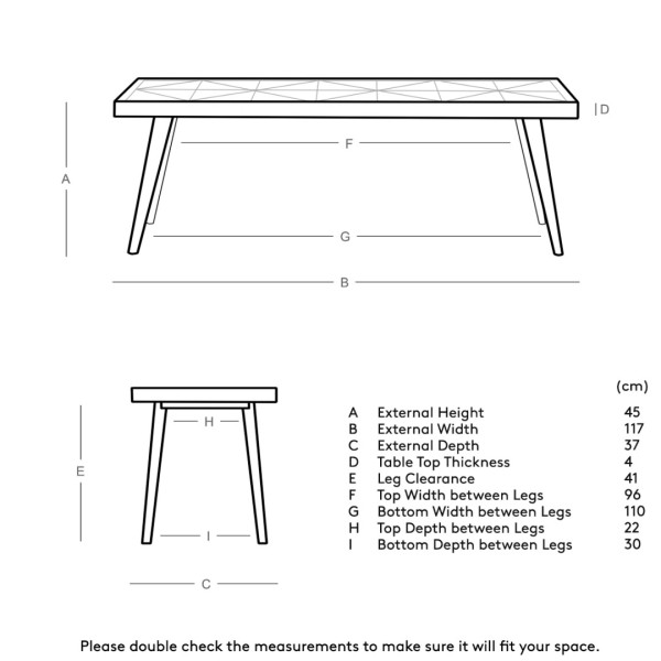 Bench Modern Wooden – Walnut Finish with Geometric Design