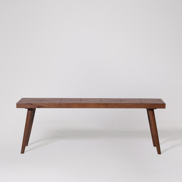 Bench Modern Wooden – Walnut Finish with Geometric Design