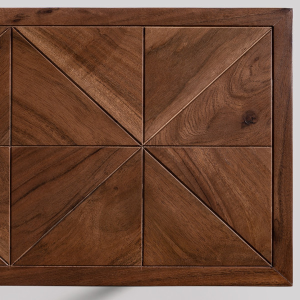 Bench Modern Wooden – Walnut Finish with Geometric Design