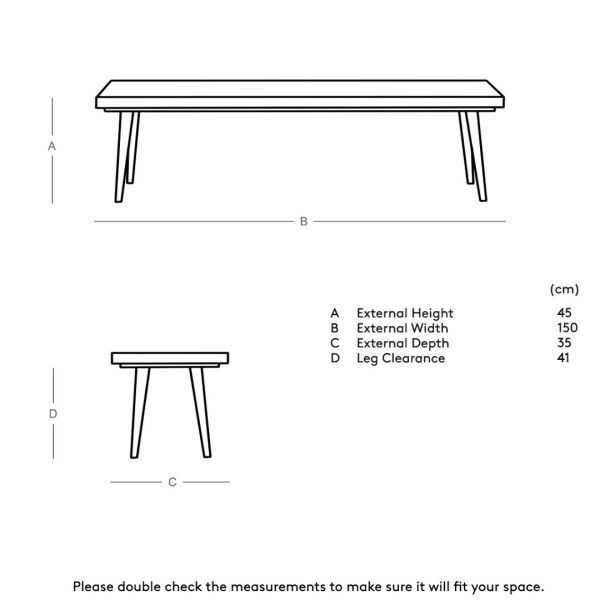 Bench Minimalist Solid Wood – Natural Finish, Modern Design