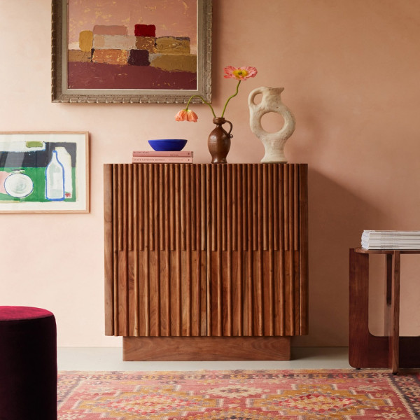 Cabinet Modern Wooden with Fluted Design