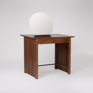 Dressing Table Modern Wooden with Round Mirror
