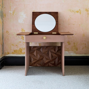 Dressing Table Vintage Wooden with Flip-Top Mirror