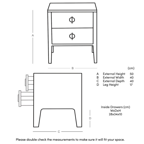 BEDSIDE 2 DRAWER